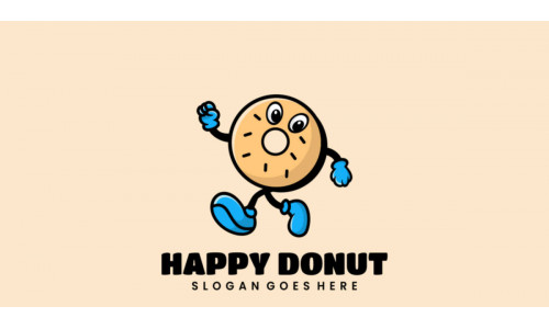 Happy Donuts Cartoon Logo