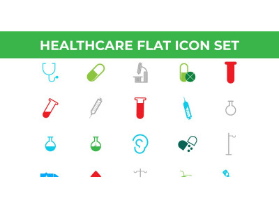 Healthcare and Medical Flat Icon Set