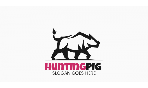 Hunting Pig Line Art Logo