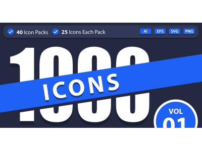 1000 Icon Bundle Pack - 40 Categories