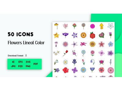Icon Pack: Flower Color (50 High Quality Icons)