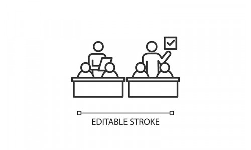 Inclusive education classroom linear icon