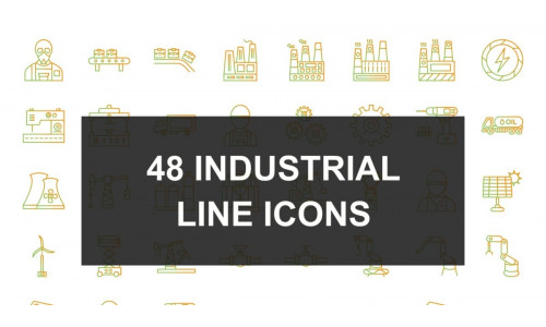 48 Industrial Process Line Gradient Icons