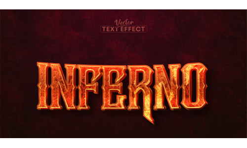 Inferno - Editable Text Effect, Shiny Fire Texture Text Style, Graphics Illustration