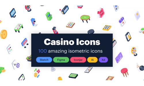 100 Isometric Casino Iconset template