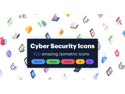 Isometric Cybersecurity Iconset template