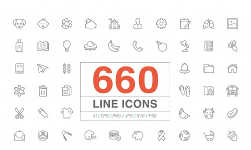 660 Line Icons Pack Iconset template