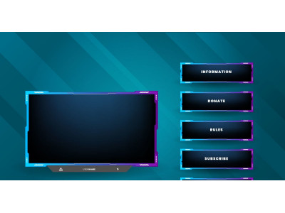live stream  gameing  panel  template  design with game screen, live chat and webcam frames