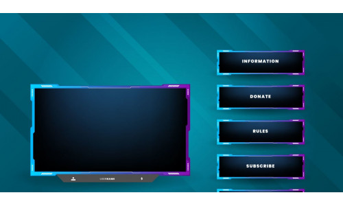live stream  gameing  panel  template  design with game screen, live chat and webcam frames