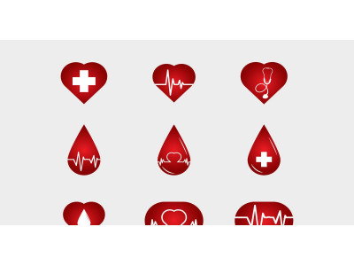 Medical Red Icon Vector Set Element