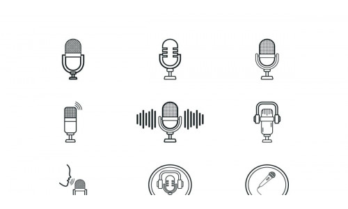 Microphone Icon Flat Vector set