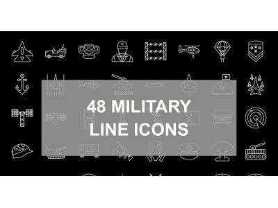 48 Military Line Inverted Icons
