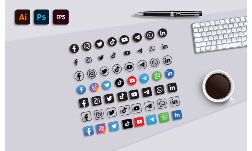 Morden Social Media Icons Set - Social Media Icon BUNDLE
