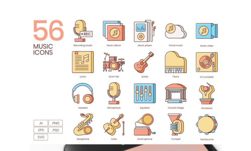 56 Music Icons - Honey Series Set