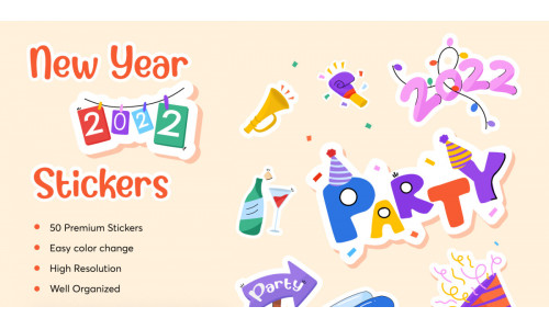 50 New Year 2022 Stickers