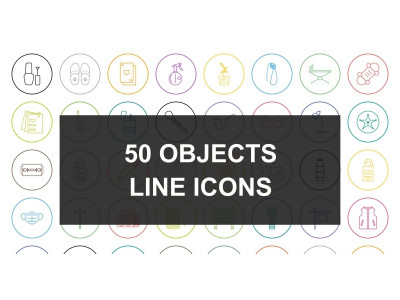 6 - Objects Line Round Circle Icon Set