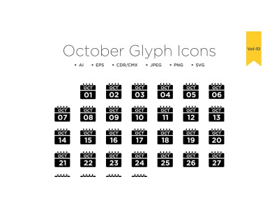 October Calendar Line Icon Vol 10