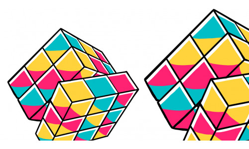 Puzzle Cube (90's Vibe) Vector Illustration