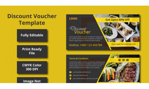 Restaurant Discount Voucher Template - Vector Image