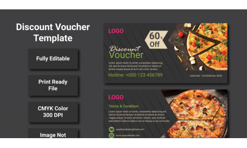 Restaurant Discount Voucher Template - Vector Image