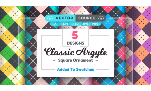 Set 5 Argyle Seamless Patterns | Elements PNG, Design Pattern