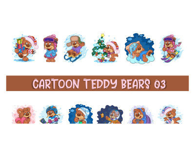 Set of Cartoon Teddy Bears 03. T-Shirt.
