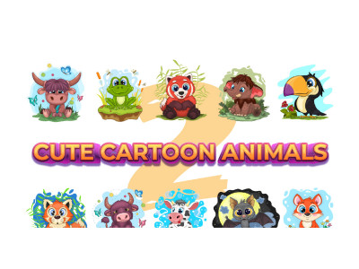 Set of cute cartoon animals, characters_02