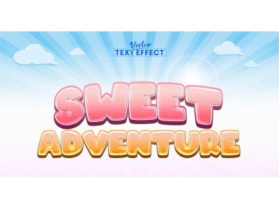 Sweet Adventure - Editable Text Effect, Game Cartoon Text Style, Graphics Illustration