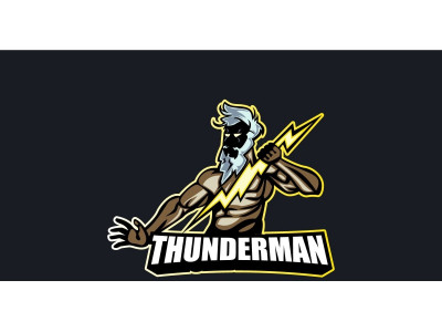 Thunder Man Mascot Logo Design Vector