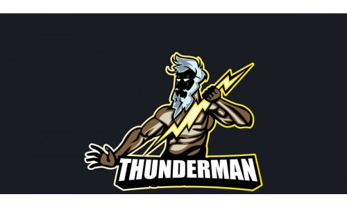 Thunder Man Mascot Logo Design Vector