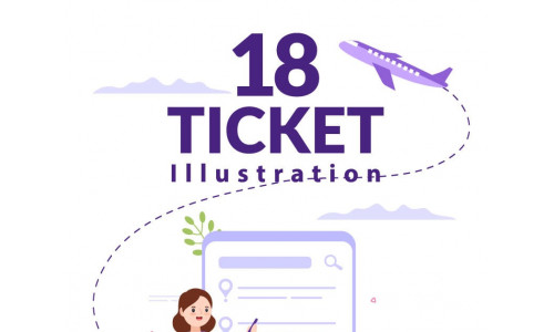 18 Ticket Website Flat Illustration