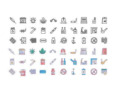 Tobacco Nature & Drugs Vector Icons