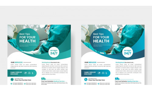 Vector medical health poster design and hospital for square social media post templat