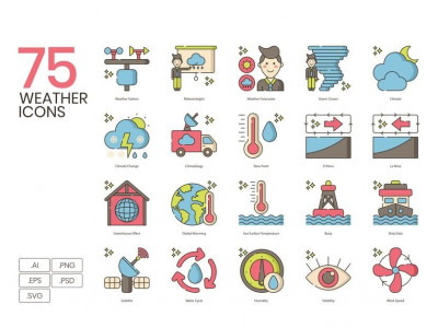 75 Weather Icons - Hazel Series Set
